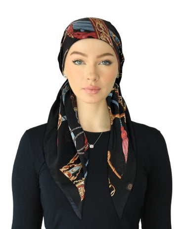 Cherie SP319A-BLK/MU Black Multi Adjustable Pre-Tied Open Back Bandanna Myselflingerie.com